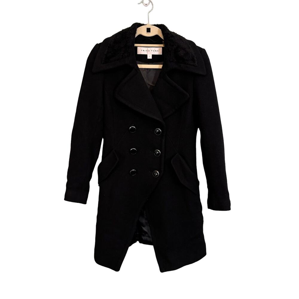 Womens Coats Trina Turk Black Coat Trina Turk Pea Coat Womens